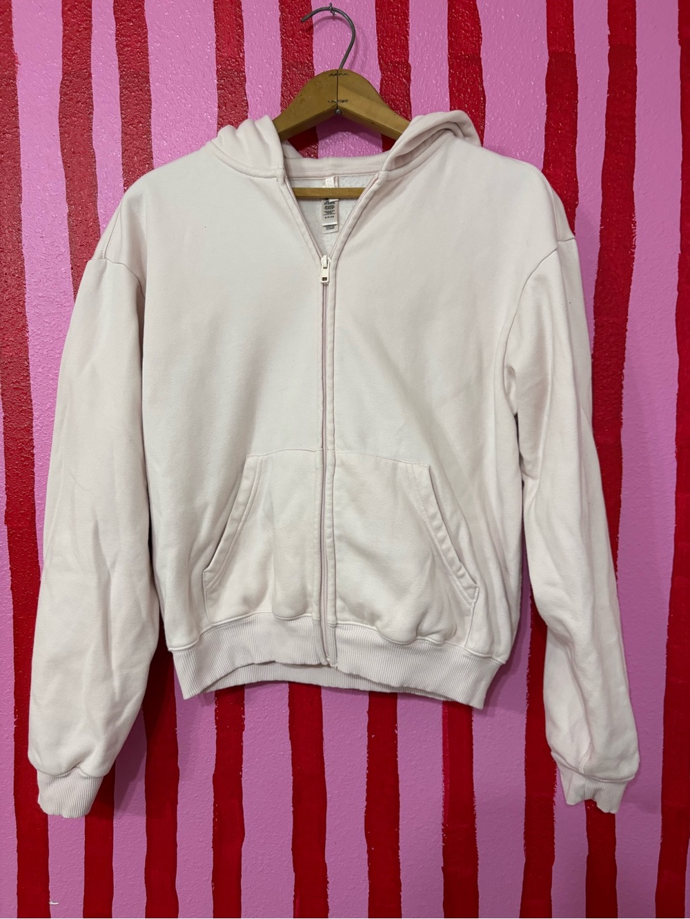 SKIMS Pale Pink Full-Zip Hooded Sweatshirt
